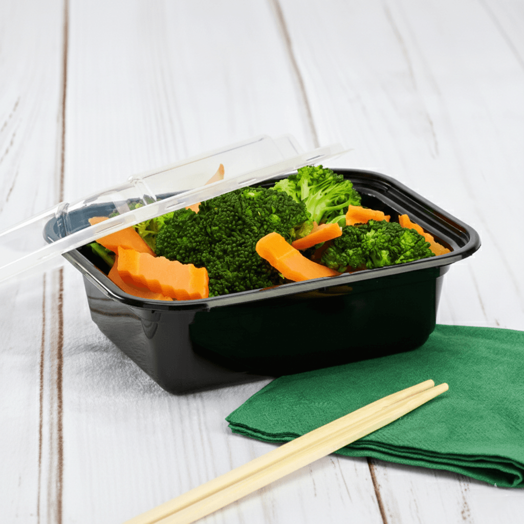 Rectangle black 12 oz. 6"x4" container with lid (F6412)